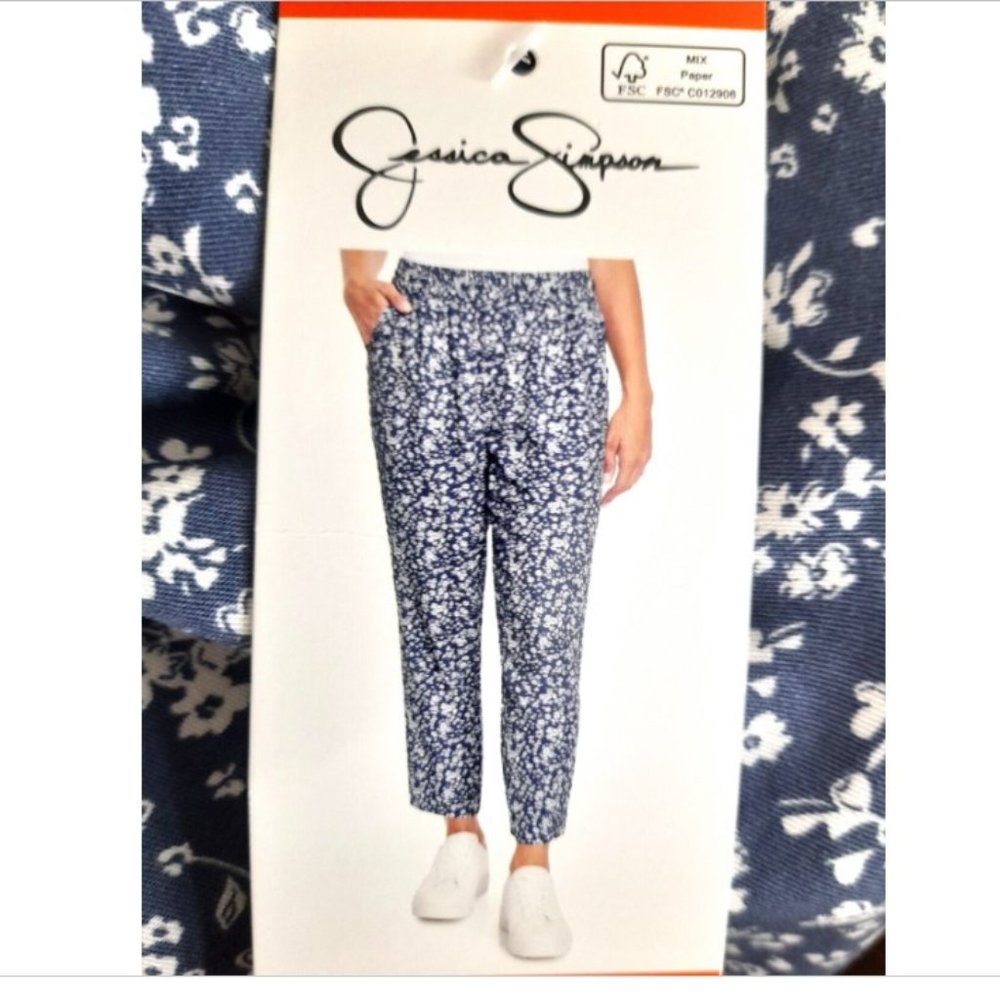 Jessica Simpson Ladies Blue Floral Pull-On Soft Pants 2XL NWT